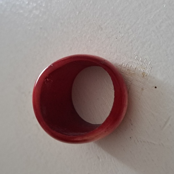 VTG MUTED orangey red bubble ring glass like retro MOD 70's disco pop color - Picture 3 of 4